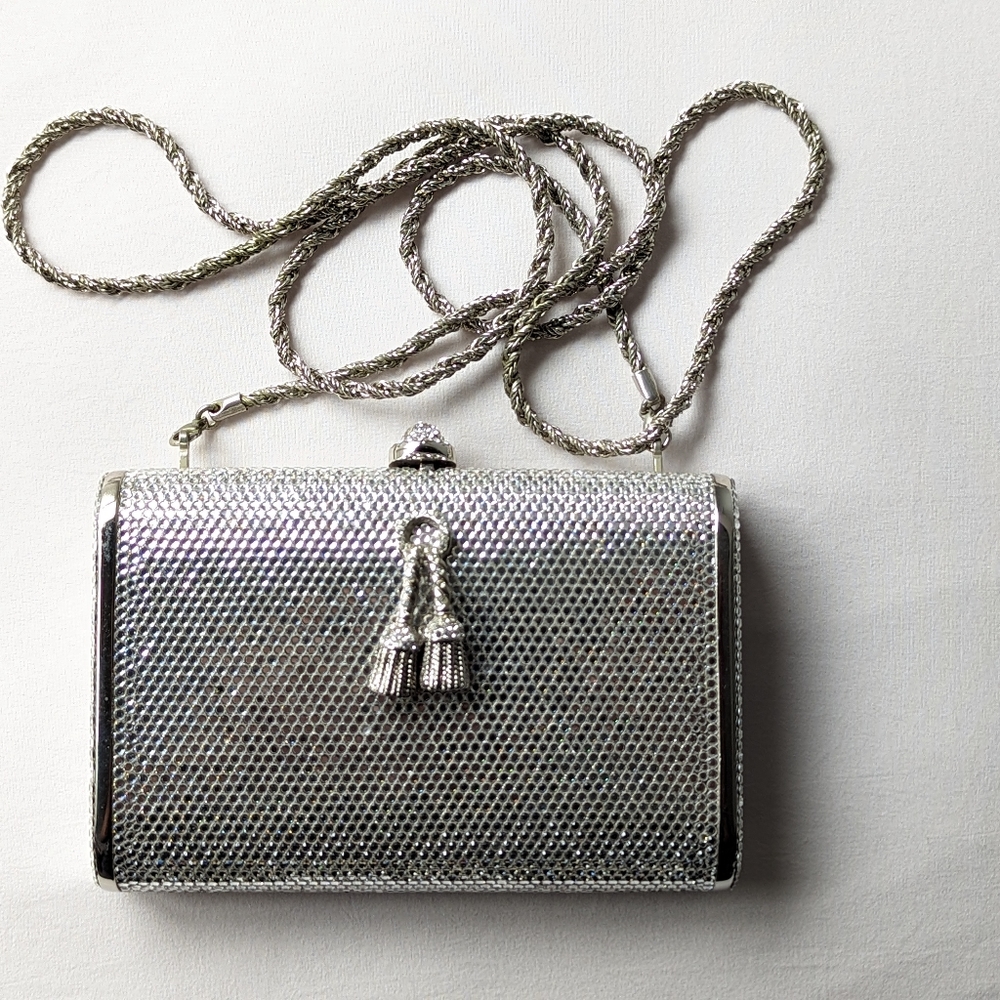 Kathrine Baumann Crystal evening bag silver color crossbody chain Limited 44/500